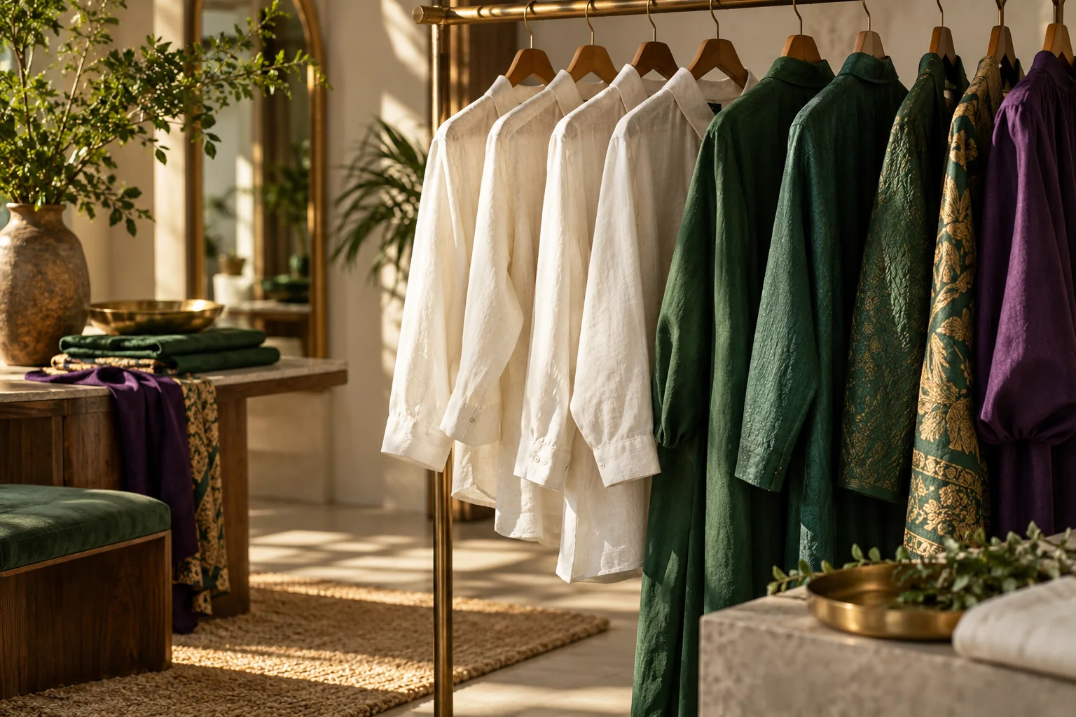 Illustrative neatly pressed garments